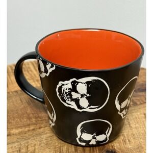 Skull Skeleton Black Mug Orange Large 17oz Halloween Spooky Prima Design